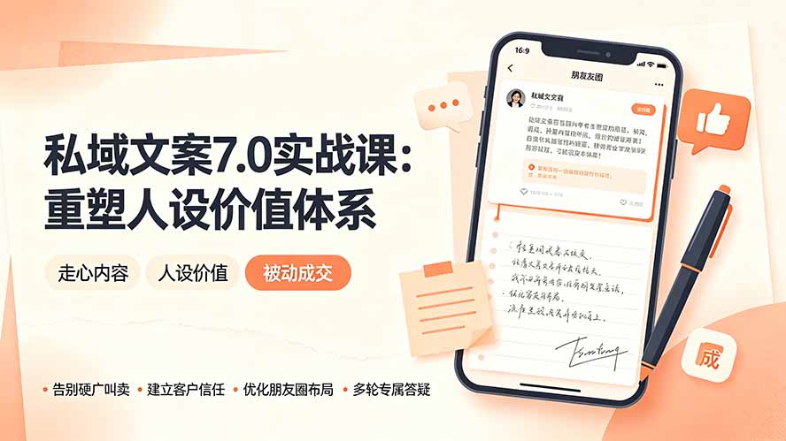 私域文案实战课7.0:重塑人设价值体系|-告别硬广推销×走心内容×自我价值塑造,实现被动成交-韬哥副业项目资源网
