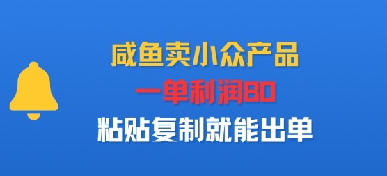咸鱼卖小众产品，一单利润80，粘贴复制就能出单-韬哥副业项目资源网