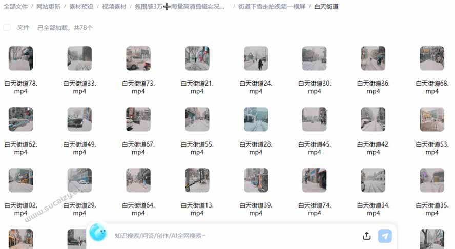 （21009期）氛围感3万+海量高清剪辑实况素材，含雨天、雪天、夜景、街道等经典场景，伤感唯美励志短视频无水印素材