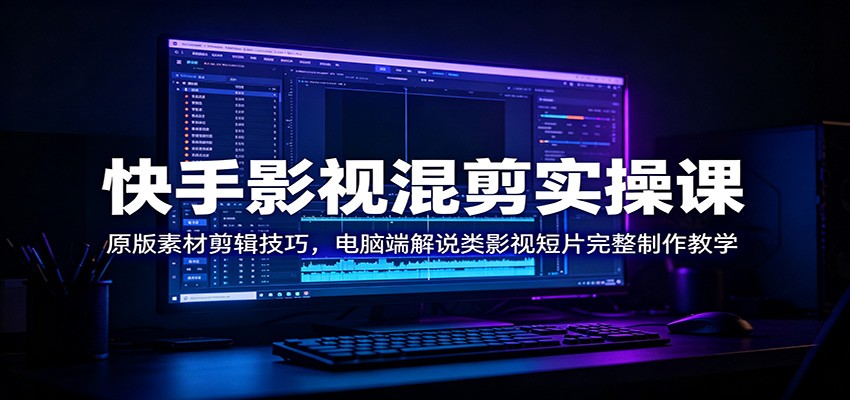 快手影视混剪实操课：原版素材剪辑技巧，电脑端解说类影视短片完整制作教学-韬哥副业项目资源网
