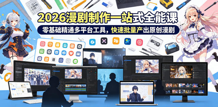 2026 AI漫剧制作一站式全能课，零基础精通多平台工具，快速批量产出原创漫剧-韬哥副业项目资源网