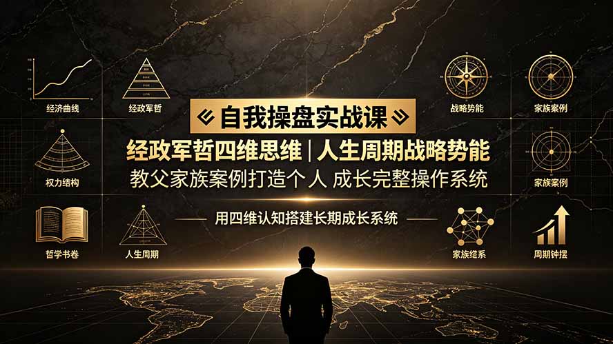 自我操盘实战课:经政军哲四维思维|人生周期战略势能|教父家族案例打造个人成长完整操作系统-韬哥副业项目资源网