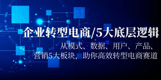 （5939期）企业转型电商/5大底层逻辑，从模式 数据 用户 产品 营销5大板块，高效转型-韬哥副业项目资源网