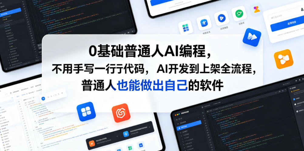 0基础普通人AI编程，不用手写一行代码，AI开发到上架全流程，普通人也能做出自己的软件-韬哥副业项目资源网