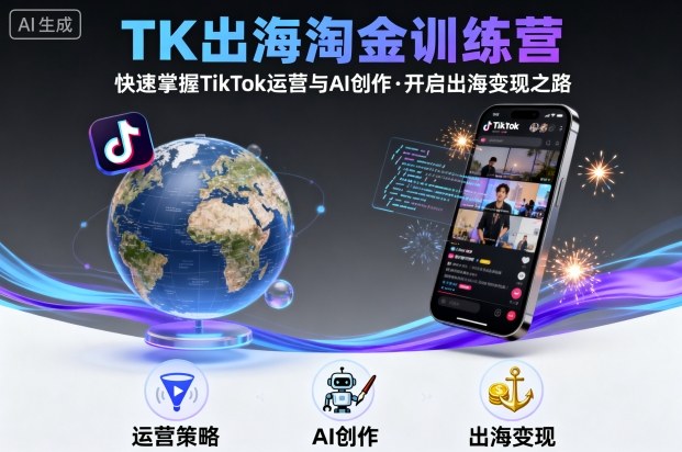 TK出海淘金训练营，助你快速掌握TikTok运营与AI创作，开启出海变现之路-韬哥副业项目资源网