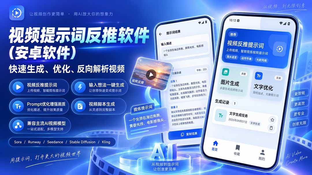 （20301期）视频提示词反推软件（安卓软件），快速生成、优化、反向解析视频-韬哥副业项目资源网