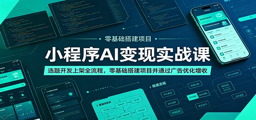 小程序AI变现实战课：选题开发上架全流程，零基础搭建项目并通过广告优化增收-韬哥副业项目资源网
