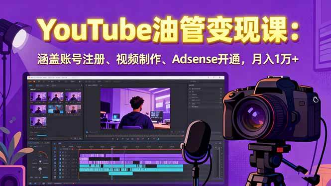 （15987期）2025YouTube油管变现课：涵盖账号注册、视频制作、Adsense开通，月入1万+-韬哥副业项目资源网