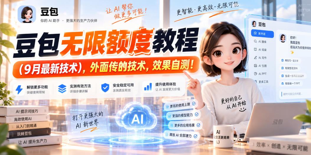 豆包无限额度教程（9月最新技术），外面传的技术，效果自测！-韬哥副业项目资源网