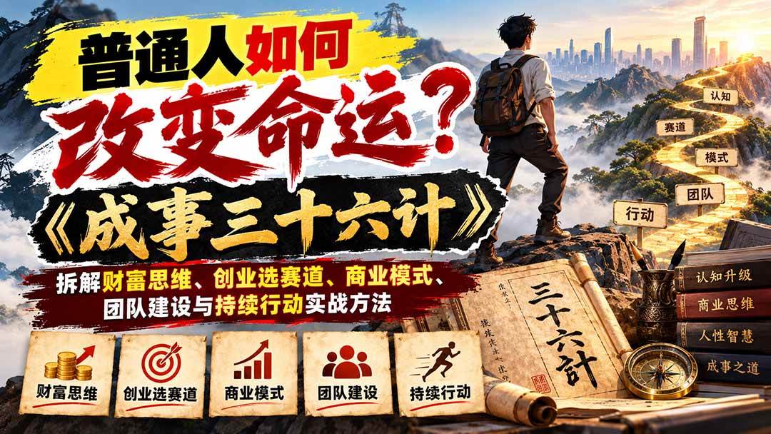 (21130期)普通人如何改变命运?《成事三十六计》拆解财富思维、创业选赛道、商业模式、团队建设与持续行动实战方法 (21130期)普通人如何改变命运?《成事三十六计》拆解财富思维、创业选赛道、商业模式、团队建设与持续行动实战方法