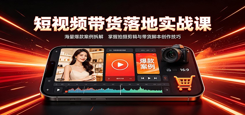 短视频带货落地实战课：海量爆款案例拆解，掌握拍摄剪辑与带货脚本创作技巧-韬哥副业项目资源网