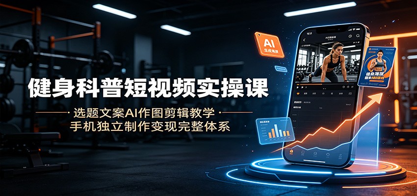 健身科普短视频实操课：选题文案AI作图剪辑教学，手机独立制作变现完整体系-韬哥副业项目资源网