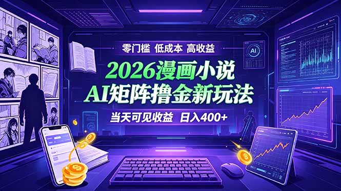 爆款小说漫画大阅读 ai矩阵操作 当天可见收益 日入400+ 零门槛 高收益-韬哥副业项目资源网