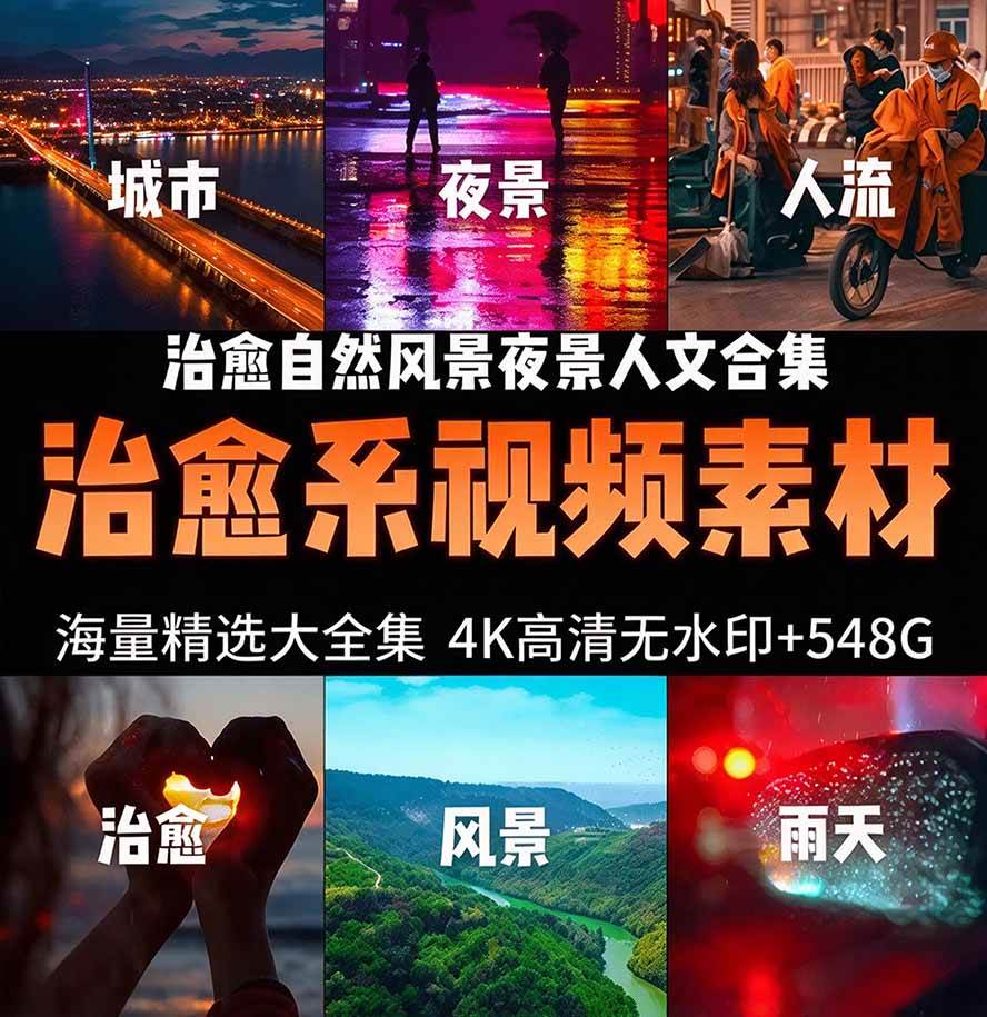 （21009期）氛围感3万+海量高清剪辑实况素材，含雨天、雪天、夜景、街道等经典场景，伤感唯美励志短视频无水印素材