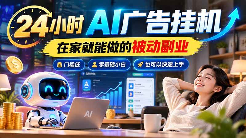 （21118期）24小时AI广告挂机｜在家就能做的被动副业，门槛低，零基础小白也可以快速上手-韬哥副业项目资源网