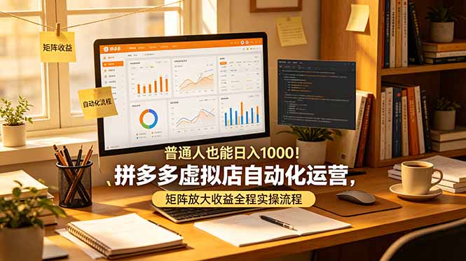 普通人也能日入 1000！拼多多虚拟店自动化运营，矩阵放大收益全程实操流程-韬哥副业项目资源网