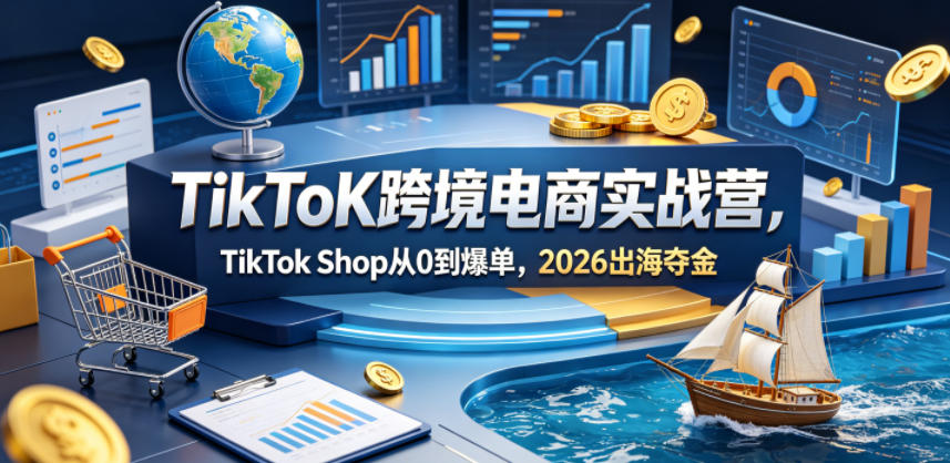 TikToK跨境电商实战营,TikTok Shop从0到爆单,2026出海夺金-韬哥副业项目资源网
