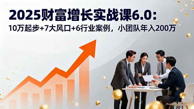 （16004期）2025财富增长实战课6.0：10万起步+7大风口+6行业案例，小团队年入200万-韬哥副业项目资源网