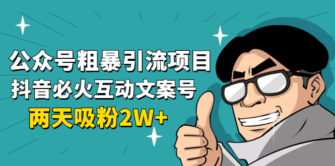 （1632期）公众号粗暴引流项目：抖音必火互动文案号，两天吸粉2W+（可持续操作）