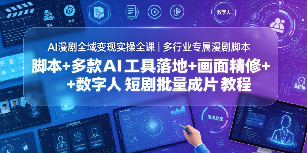 AI漫剧全域变现实操全课｜多行业专属漫剧脚本+多款AI工具落地+画面精修+数字人短剧批量成片全教程-韬哥副业项目资源网