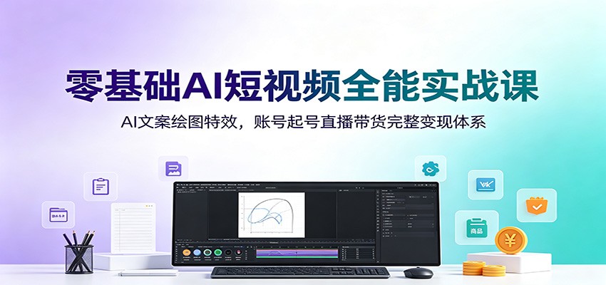 零基础AI短视频全能实战课:AI文案绘图特效,账号起号直播带货完整变现体系-韬哥副业项目资源网
