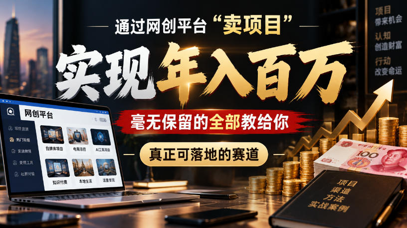 通过网创平台“卖项目”实现年入100w,毫无保留的全部教给你,真正可落地的赛道【揭秘】-韬哥副业项目资源网