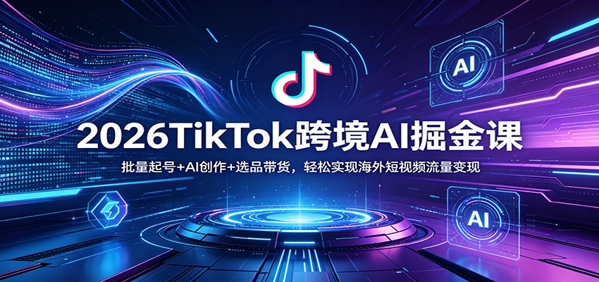 2026TikTok跨境AI掘金课：批量起号+AI创作+选品带货，轻松实现海外短视频流量变现-韬哥副业项目资源网