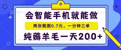 手机项目，二十秒一单，纯薅羊毛一天2张+做就有【揭秘】-韬哥副业项目资源网