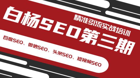 (1240期)白杨SEO第三期精准引流实战培训(百度SEO、微信SEO、头条SEO、短视频SEO)