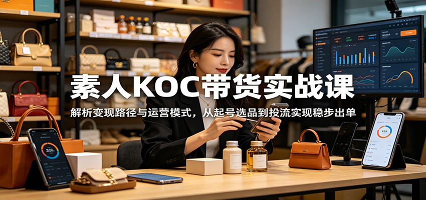素人KOC带货实战课：解析变现路径与运营模式，从起号选品到投流实现稳步出单-韬哥副业项目资源网
