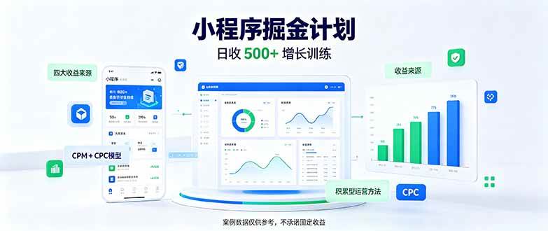 （21046期）一部手机日入500+，微信小程序掘金计划，四种收入来源，长期稳定可靠