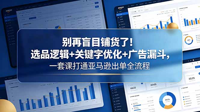 别再盲目铺货了！选品逻辑+关键字优化+广告漏斗，一套课打通亚马逊出单全流程-韬哥副业项目资源网