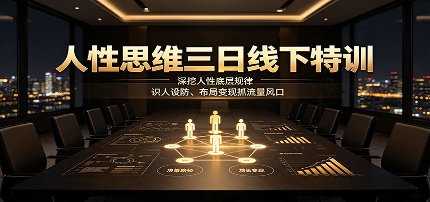 人性思维三日线下特训:深挖人性底层规律,识人设防、布局变现抓流量风口-韬哥副业项目资源网