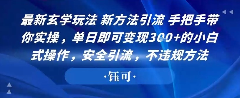 最新玄学玩法新方法引流手把手带你实操，单日即可变现3张+的小白式操作，安全引流，不违规方法-韬哥副业项目资源网