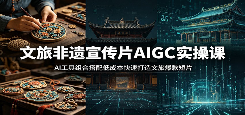 文旅非遗宣传片AIGC实操课:AI工具组合搭配低成本快速打造文旅爆款短片-韬哥副业项目资源网