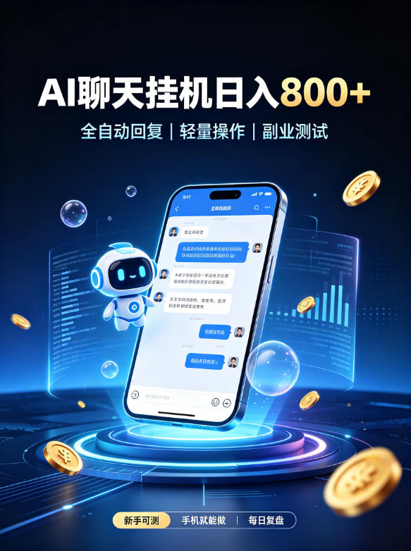 AI聊天挂G项目，日入800➕，全自动操作，适用个人副业，支持工作室矩阵操作【揭秘】-韬哥副业项目资源网