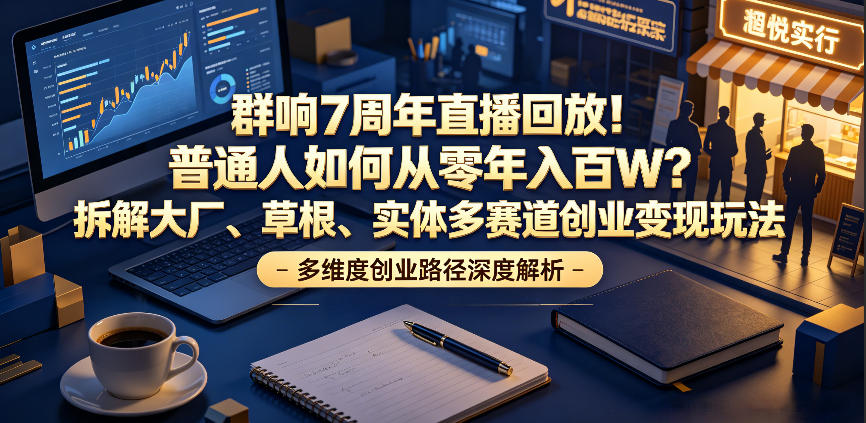 群响7周年直播回放！普通人如何从零年入百W？拆解大厂、草根、实体多赛道创业变现玩法-韬哥副业项目资源网