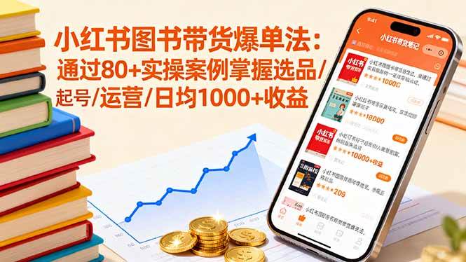 （16015期）小红书图书带货爆单法：通过80+实操案例掌握选品/起号/运营/日均1000+收益-韬哥副业项目资源网