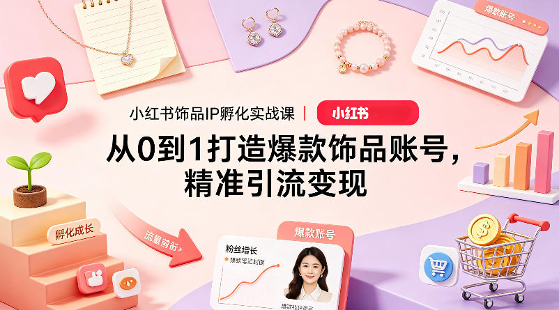 小红书饰品IP孵化实战课｜从0到1打造爆款饰品账号，精准引流变现-韬哥副业项目资源网