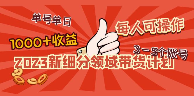 图片[1]-（4827期）2023新细分领域带货计划：单号单日1000+收益不难，每人可操作3-5个账号-韬哥副业项目资源网