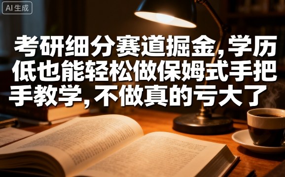 考研细分赛道掘金，日入1k+，学历低也能轻松做保姆式手把手教学，不做真的亏大了【揭秘】-韬哥副业项目资源网