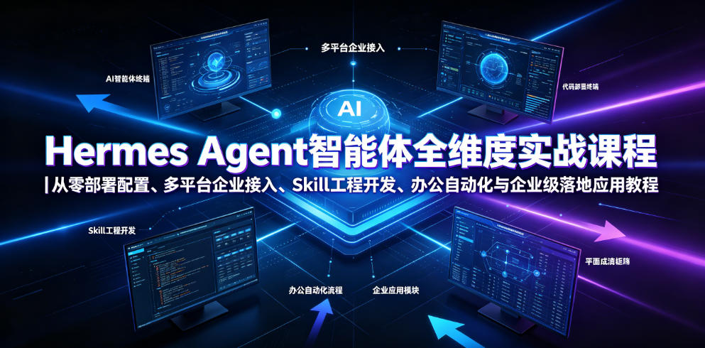 Hermes Agent智能体全维度实战课程|从零部署配置、多平台企业接入、Skill工程开发、办公自动化与企业级落地应用教程-韬哥副业项目资源网