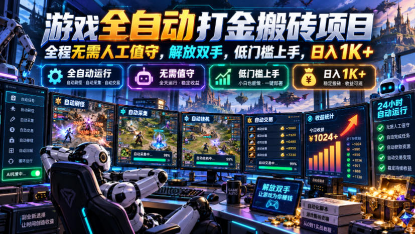 游戏全自动打金搬砖项目,全程无需人工值守,解放双手,低门槛上手,日入1K+【揭秘】 游戏全自动打金搬砖项目,全程无需人工值守,解放双手,低门槛上手,日入1K+【揭秘】