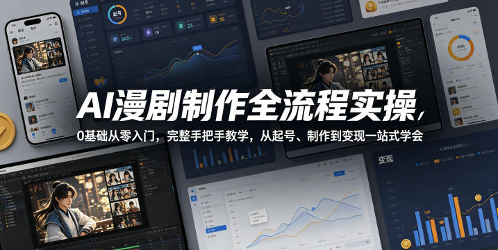 AI漫剧制作全流程实操，0基础从零入门，完整手把手教学，从起号、制作到变现一站式学会(更新)-韬哥副业项目资源网