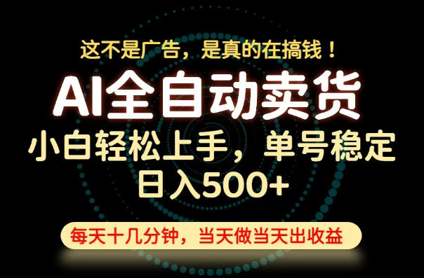 这不是广告，是真的在搞钱！当天做，当天变现，单号日入稳定500+，长期稳定可做！【揭秘】-韬哥副业项目资源网
