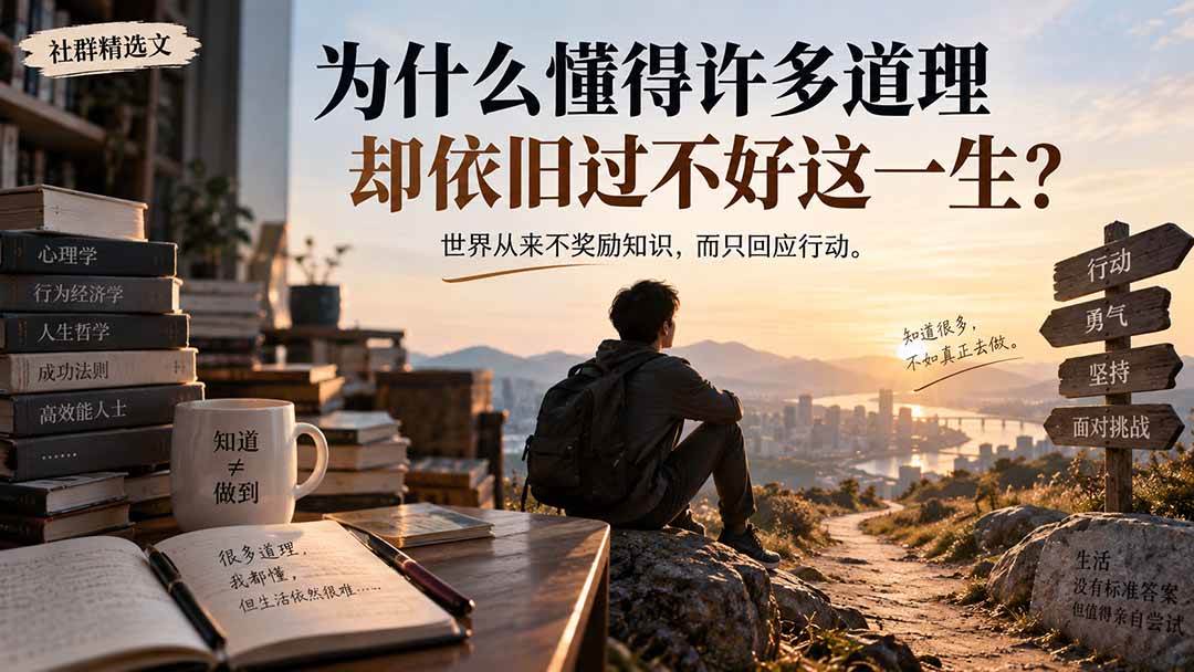 (20462期)社群精选文:为什么懂得许多道理却依旧过不好这一生? (20462期)社群精选文:为什么懂得许多道理却依旧过不好这一生?