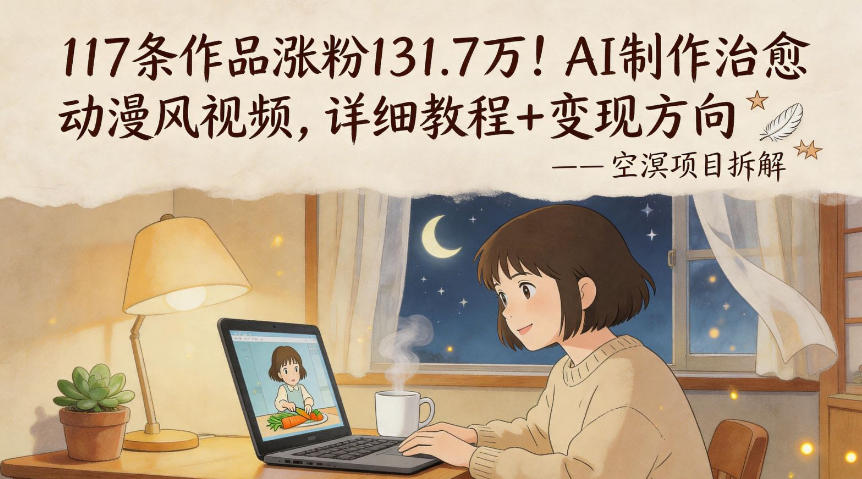 117条作品涨粉131.7W！AI制作治愈动漫风视频，详细教程+变现方向-韬哥副业项目资源网
