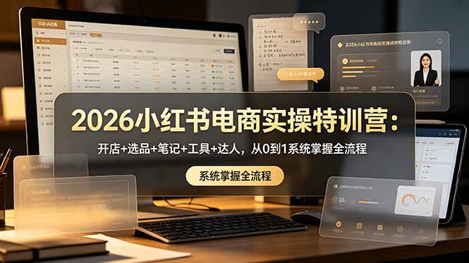 2026小红书电商实操特训营：开店+选品+笔记+工具+达人，从0到1系统掌握全流程-韬哥副业项目资源网
