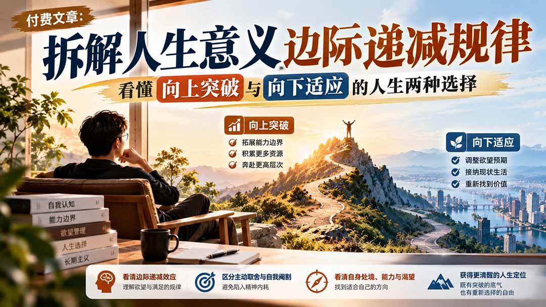 （21233期）付费文章：拆解人生意义边际递减规律，看懂向上突破与向下适应的人生两种选择-韬哥副业项目资源网