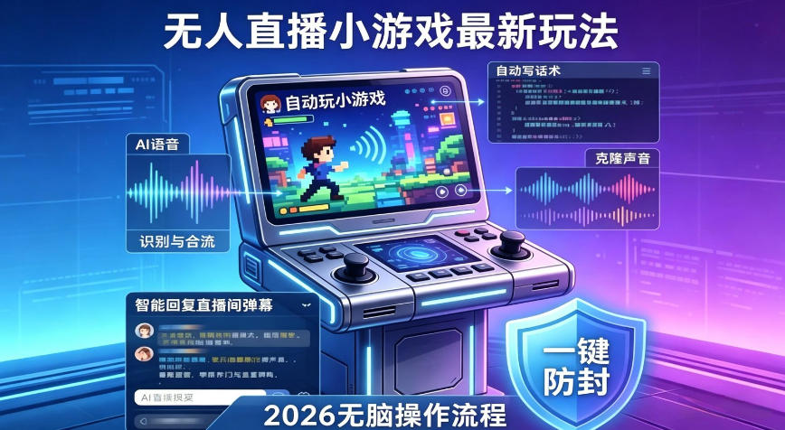2026年AI无人直播小游戏全流程，不违规不封号，开启创业副业增收之路，小白月入1w+【揭秘】-韬哥副业项目资源网